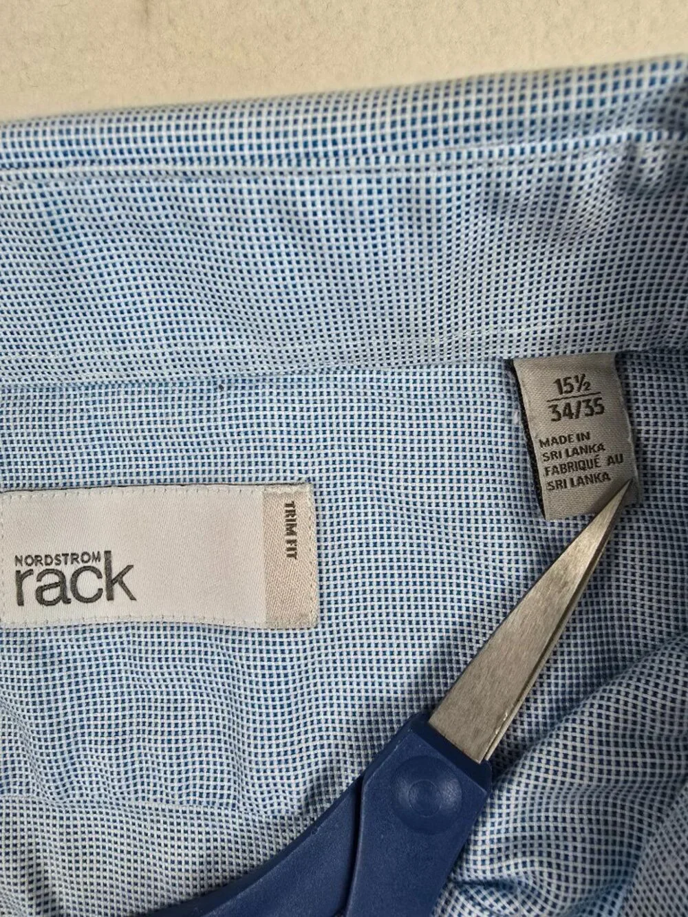 Nordstrom Rack Trim Fit Light Blue Long Sleeve Button-Down Shirt Size 15.5 34/35 - Picture 2 of 5